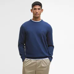 バブアー メンズ アウター ニット・セーター コットン Barbour Mens Crewneck Cotton Jumper Inky Marl BU11 マールのサムネイル