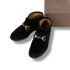 GUCCI グッチ　ホースビット　ローファー　ハイカット　ショートブーツ　ブラック　黒　スエードレザー