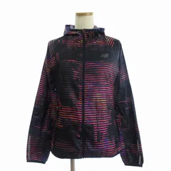 ニューバランス NEW BALANCE 美品 パーカー ジャケット ジップアップ ボーダー 紫 パープル S