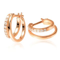 ベリモ ピアス 金属アレルギー対応 レディース リングピアス フープピアス ジルコニア シンプル 合わせやすい S925 ピンクゴールド 0