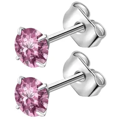 [lapisia] 選べる２タイプ 金属アレルギー対応 ピアス レディース メンズ つけっぱなし サージカルステンレス キャッチ 1ペア(両耳) (ライトアメジスト, ストーン4ｍｍ（バタフライキャッチ）) 1