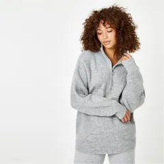 ジャック ウィルス レディース アウター ニット・セーター ハイネック ニット Jack Wills Lounge High Neck Zip Knitted Jumper Grey Marl グレー