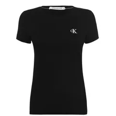 カルバンクライン レディース トップス Tシャツ スリムフィット シャツ 刺繍 ロゴ Calvin Klein Jeans Embroidered Logo Slim Fit TShirt CK BLACK ブラック
