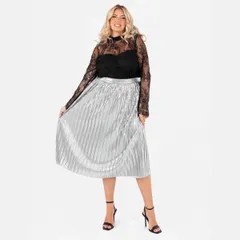 ラブドローズ レディース ボトムスカート Lovedrobe Lovedro Pleat Skirt Ld99 Silver シルバー