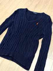 ポロラルフローレン ネイビー ケーブルニット ネイビー オレンジ ポニー