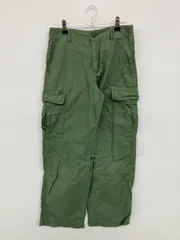 UNIQLO ユニクロ カーゴパンツ S グリーン クロップド・半端丈 コットン 無地 ワイド・ルーズ ストレート レギュラー ウエストゴム・紐