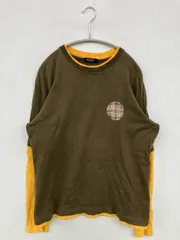 BURBERRY BLACK LABEL バーバリーブラックレーベル Tシャツ/カットソー 3 カーキ 無地 チェック柄 ワンポイント ブランドロゴ ミドル丈 長袖 クルーネック(丸首)