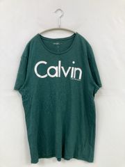 Calvin Klein Jeans カルバンクラインジーンズ Tシャツ/カットソー M グリーン 前面プリント ブランドロゴ ミドル丈 半袖 クルーネック(丸首)