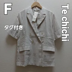 Te chichi テチチ　ハーフスリーブテーラードジャケット 　キナリ　半袖　ストライプ　フリーサイズ　タグ付き