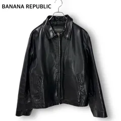 バナナリパブリック Banana Republic  90s 90年代 レザージャケット レザーブルゾン 本革 短丈 ボックスシルエット  黒 ブラック メンズ XLサイズ相当