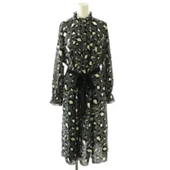 グレースクラス GRACE Class レオパードプリントシャツワンピース ロング 長袖 36 チャコールグレー マルチカラー /DO ■OS