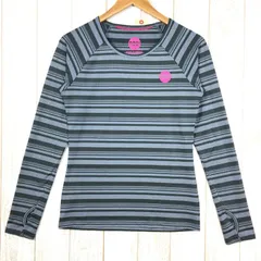 ✉️Women's M グレー系 Moon Climbing ( ムーン クライミング ) ロングスリーブ クイックドライ ボーダー Tシャツ Long Sleeve Quickdry Border T-Shirt International