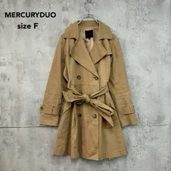 MERCURYDUO マーキュリーデュオ トレンチコート ベージュ 001330000501 綿 コットン アウター 膝丈 フレア Aライン ウエストベルト付 ダブルボタン ポケット付 カジュアル フェミニン 上品 きれいめ オフィス 通勤 Fサイズ ★ ■◇のサムネイル
