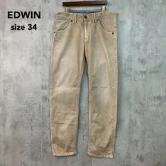EDWIN エドウィン 463XVS エクスクルーシブヴィンテージ ジーンズ デニム パンツ ズボン ボトムス ベージュ ストレート ジップ フラップ ポケット ロゴ 革パッチ 刺繍 ワーク アメカジ バイカー カジュアル size34 ★ ■■