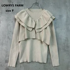 LOWRYS FARM ローリーズファーム LF625095AD F フリル2PニットLS  プルオーバー セーター トップス リブ 編み 長袖 クルーネック ボタン 取り外し可能 付け襟 アクリル混 ベージュ Fsize ★ ◆■