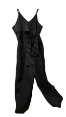 ボーダー柄 キャミソール オールインワン 黒