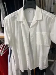 ユニクロ オープンカラーシャツ 白 m