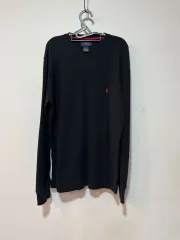 ポロラルフローレン ワッフル長袖Tシャツ ブラック