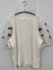 C・O・L・Z・A コルザ Tシャツ/カットソー L ホワイト 無地 リボン ショート丈 半袖 クルーネック(丸首)