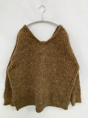 LOWRYS FARM ローリーズファーム ニット/セーター F ブラウン ウール・ニット 無地 リボン ショート丈 長袖 Vネック