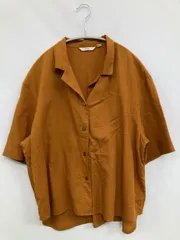 UNIQLO ユニクロ シャツ/ブラウス L ブラウン 無地 ミドル丈 半袖 オープンカラー