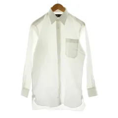 ダンヒル dunhill オーダーメイド ワイシャツ ドレスシャツ 長袖 ストライプ柄 ロゴ刺繍 白 ホワイト /KU