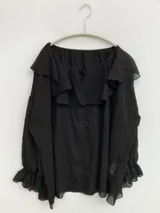 CLASSICAL ELF クラシカルエルフ シャツ/ブラウス XL ブラック 無地 フリル ミドル丈 長袖