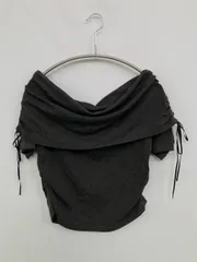 apres jour mignon アプレジュールミニョン Tシャツ/カットソー F グレー 無地 リボン ショート丈 半袖 オフショルダー