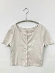 GAP ギャップ Tシャツ/カットソー XXS アイボリー 無地 ワンポイント ブランドロゴ ショート丈 半袖 クルーネック(丸首)