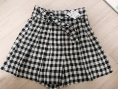 ZARA ザラ ブラック ホワイト CHECK フレア ハーフパンツ 25サイズ 新品