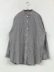 apres jour mignon アプレジュールミニョン シャツ/ブラウス F ブラック ストライプ柄 ミドル丈 長袖 スタンドカラー