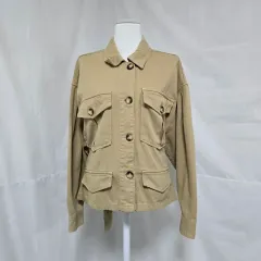 ザラ ベージュ ベルト付き オーバーサイズ ワークジャケット レディース 95 1022