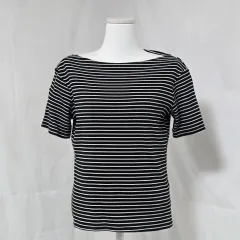 ザラ ボーダー柄 ボートネック 半袖 Tシャツ レディース95 0801