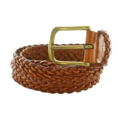 ラルフローレン RALPH LAUREN 編み込みレザーベルト S ブラウン 2221010/286 /MI ■OS