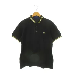 フレッドペリー FRED PERRY ポロシャツ 半袖 ロゴ刺繍 ライン 38 黒 ブラック /AH13 ■GY60のサムネイル