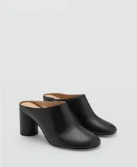 マンゴ レディース シューズ サンダル レザー ヒール MANGO Womens Leather Heeled Clogs Black ブラックのサムネイル