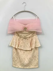 anan ドレス S ピンク レース ビジュー 袖なし ショート・ミニ丈 タイト