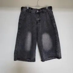ブラックデニム ウォッシュ バミューダ パンツ S