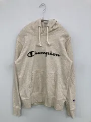 Champion チャンピオン パーカー LARGE ベージュ コットン 裏起毛 無地 前面プリント ワンポイント ブランドロゴ プルオーバー 長袖