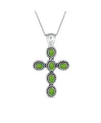 ブリング レディース アクセサリー ネックレス・チョーカー・ペンダントトップ レース Bling Jewelry South Western Style Multi Color Stones Bezel Set Cross Pendant Necklace S