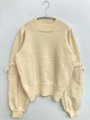 AZUL by MOUSSY アズールバイマウジー ニット/セーター F アイボリー ニット ナイロン 無地 リボン ショート丈 長袖 クルーネック(丸首)