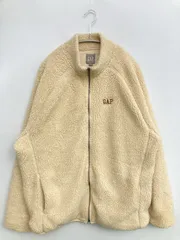 GAP ギャップ ブルゾン M アイボリー ボア 無地 ワンポイント ブランドロゴ ミドル丈 フードなし ジップアップ