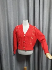 パールR レッドカーディガン