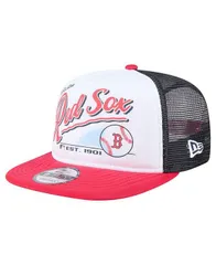ニューエラ メンズ アクセサリー 帽子 New Era Mens WhiteRed Boston Red Sox Retro Script Trucker 9FIFTY Snapback Hat White Red ホワイト