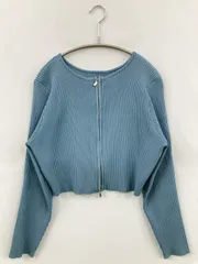 mystic ミスティック カーディガン/ボレロ F スカイブルー ニット 無地 ショート丈 長袖