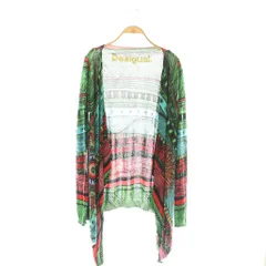 デシグアル Desigual 総柄 変形カーディガン 前開きトッパー L 緑 グリーン /AT ■OSのサムネイル