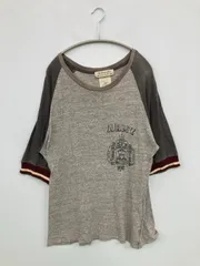 REMI RELIEF Tシャツ/カットソー L グレー 前面プリント ブランドロゴ ミドル丈 半端袖 クルーネック(丸首)