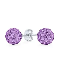 ブリング レディース アクセサリー ピアス・イヤリング Bling Jewelry Elegant 925 Sterling Silveround 8MM Glittering Pave Crystal Disco Ball Stud Earrings Pur