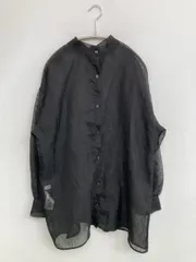 LOWRYS FARM ローリーズファーム シャツ/ブラウス F ブラック 無地 レース ミドル丈 長袖 スタンドカラー