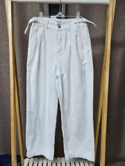 ホワイトベルト ワイド デニム パンツ